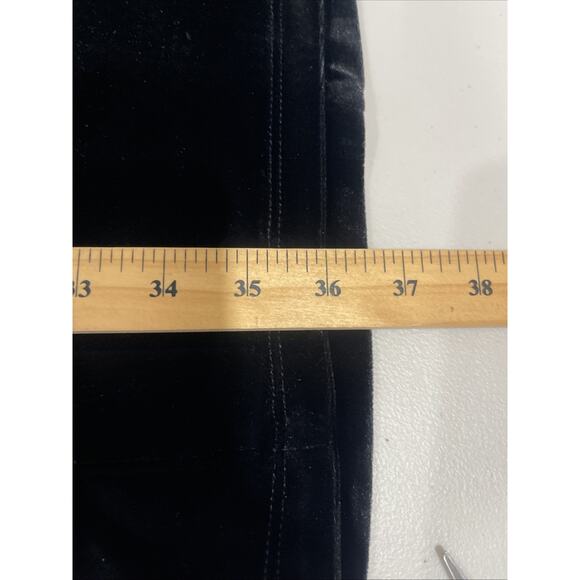 Ralph Lauren Womens Sz 4 Black Velvet Dress Knee Length Event Stretch Lined Bell - Picture 10 of 10